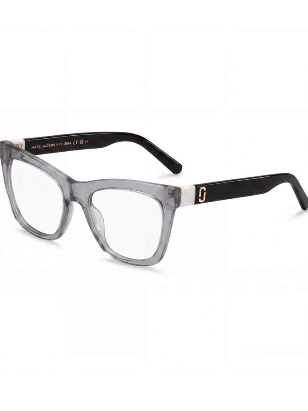 Marc Jacobs Gray Clear Square Optical Glasses with Black Temples